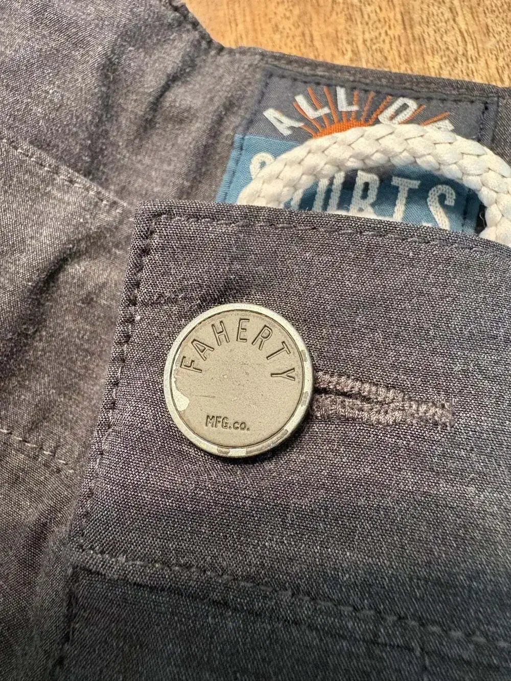 Faherty Shorts Mens 38 Gray All Day Chino 8 Inch Inseam Stretch Casual Summer